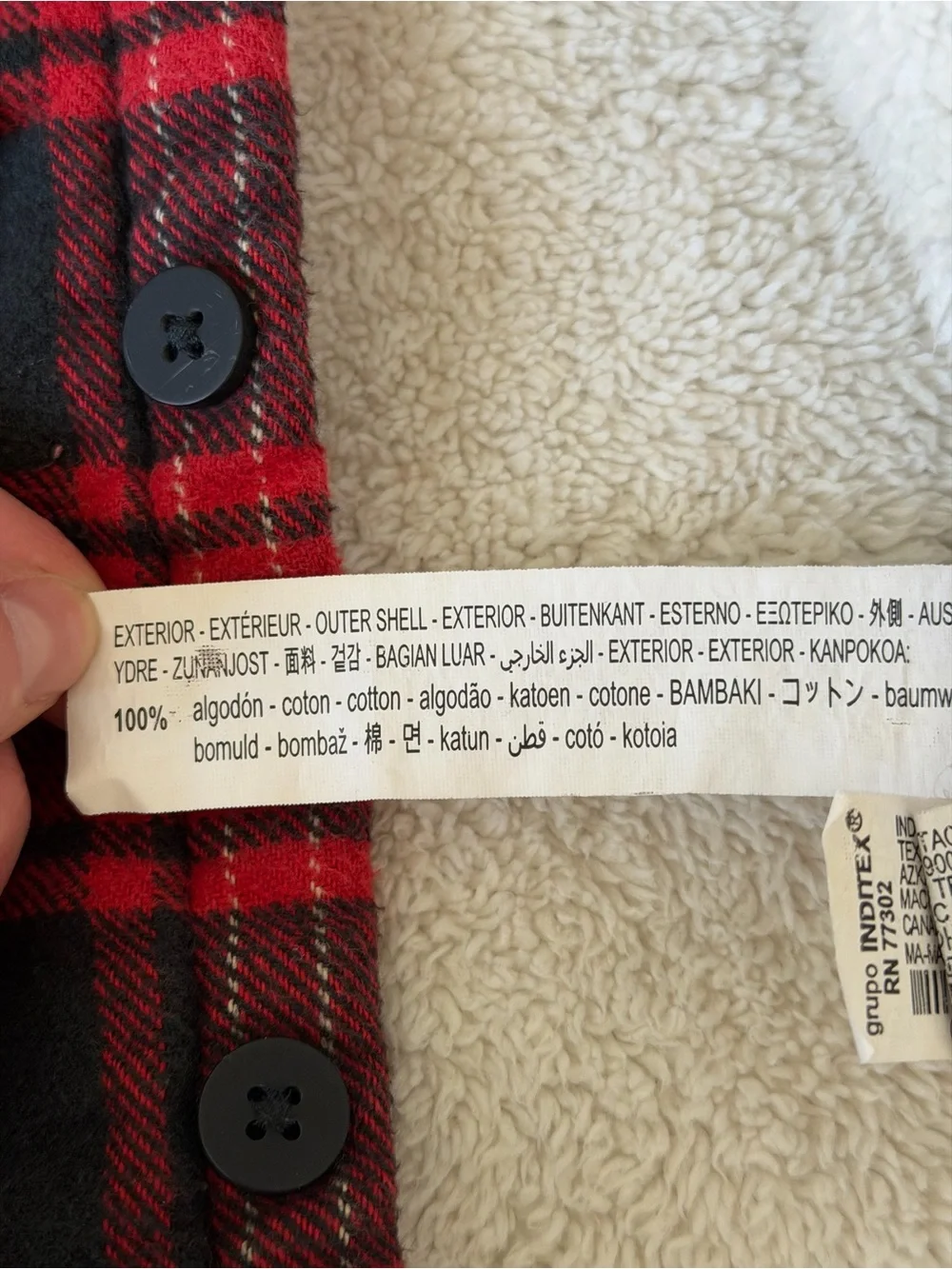 Zara Kids Red & Black Plaid Sherpa-Lined Pea Coat 3-4Y